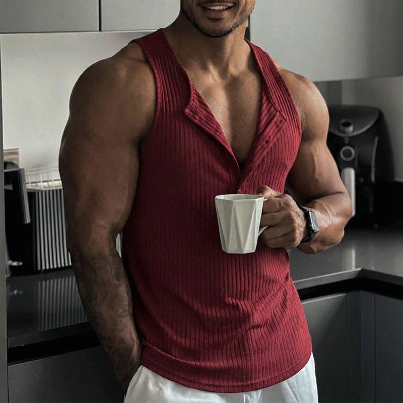 توب رياضي بدون أكمام بلون موحد - مراجعة Tank Top Ribbed وسعره